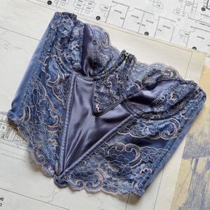 Vintage 80s Christian Dior Violet Lace & Satin Corset